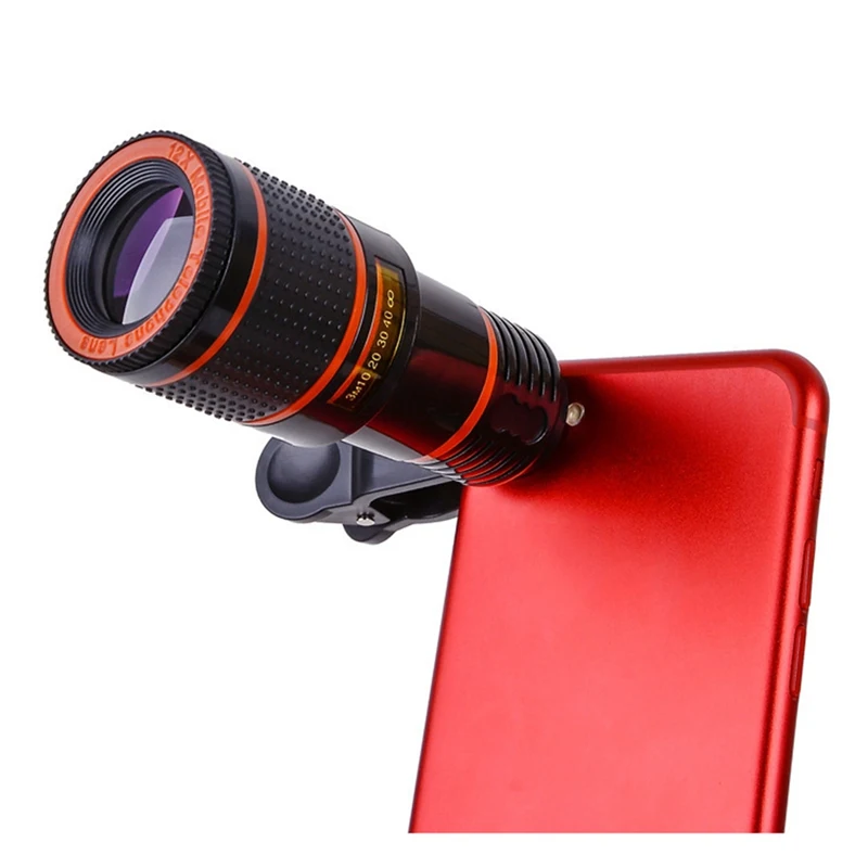 

HD Mobile Phone Telephoto Lens (No Dark Corner) 12 X Zoom Optical Telescope Camera Lens with Clips for All Phone