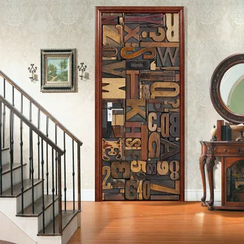 

Creative 3D English Alphabet Door Sticker Home Decor Wall Decals DIY Self Adhesive Wallpaper PVC Waterproof Bedroom Decoration