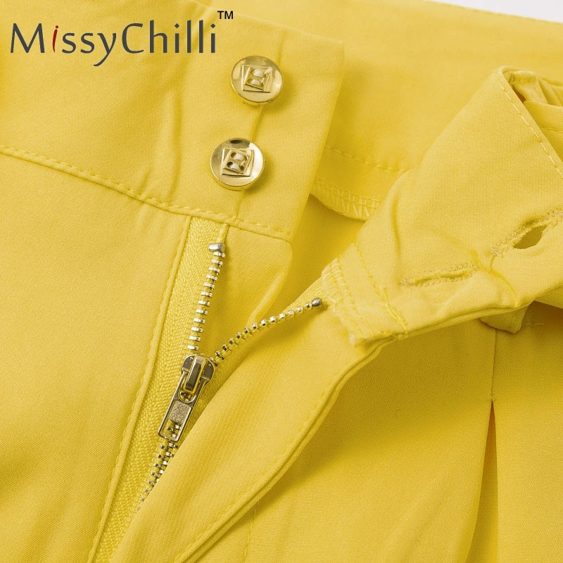 MissyChilli белый пряжки ремень брюки женские свободные работы с высокой талией костюм брюки сексуальные прямые sash модные нижние