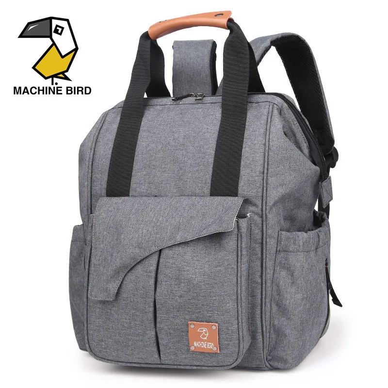 

Mummy Mother Diaper Nappy Backpack Changing Bag with Genuine Leather Handle, Anti Theft Pocket, Changing Pad, Stroller Straps