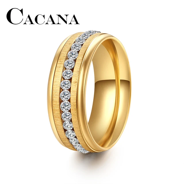 CACANA New Arrival 316L Stainless Steel Ring with crystal Fashion Steel Rings se CACANA New Arrival 316L Stainless Steel Ring with crystal Fashion Steel Rings se
