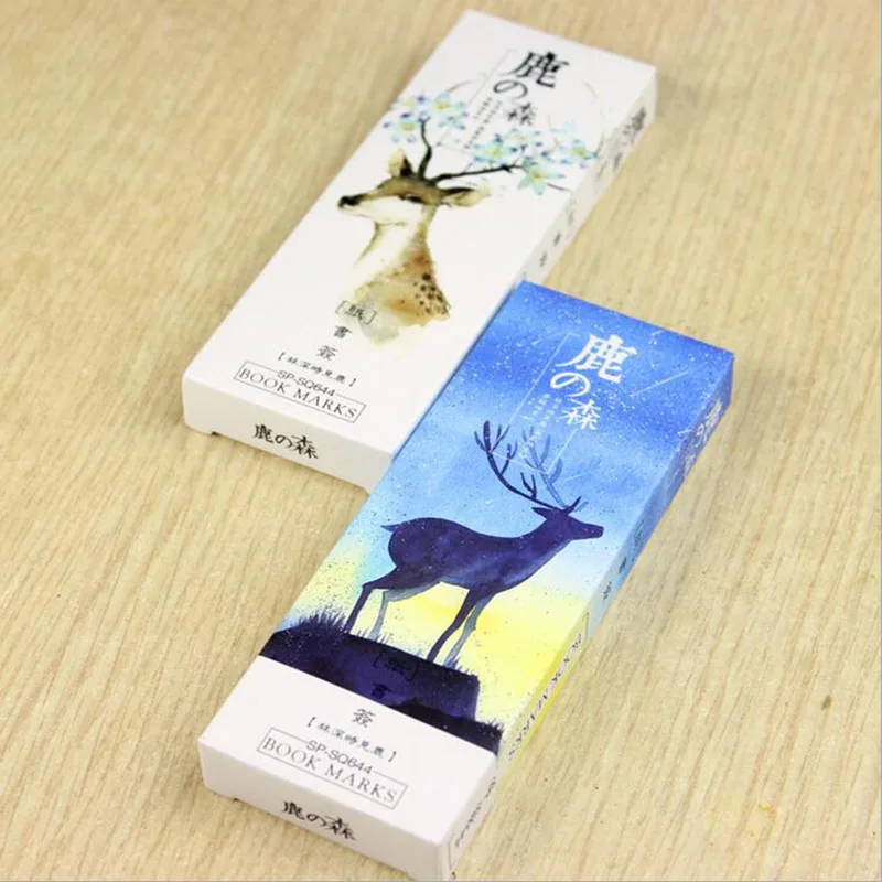 

32 Pc/1 Box "Deer Forest" Creative Box Printing Bookmarks The Lovely Deer'S Forest Hand-Painted Card Bookmark School Stationery