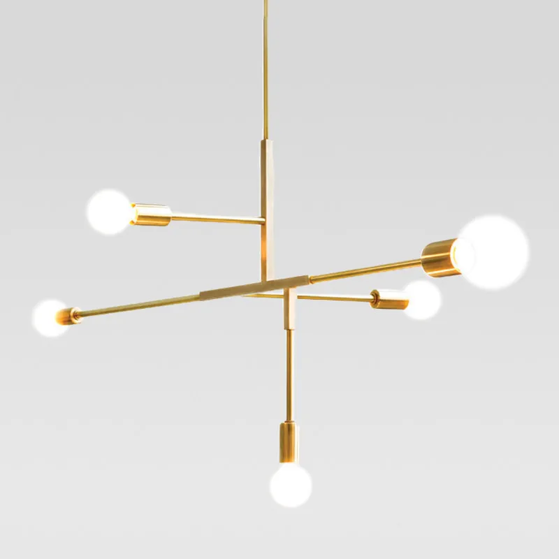 

Modern Geometrical Line Droplight Personality Restaurant Apartment Light fOR Bedroom Designer Gold 5 Heads