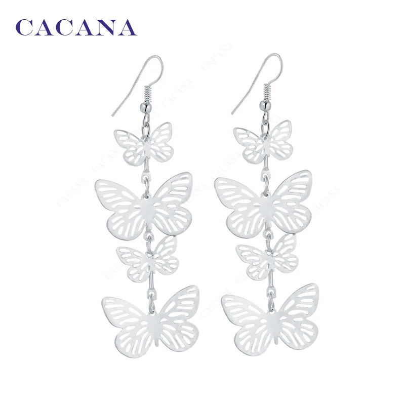 CACANA Dangle Long Earrings For Women Flying Butterfly Fashion Top Quality Bijouterie Hot Sale No.A219 A220