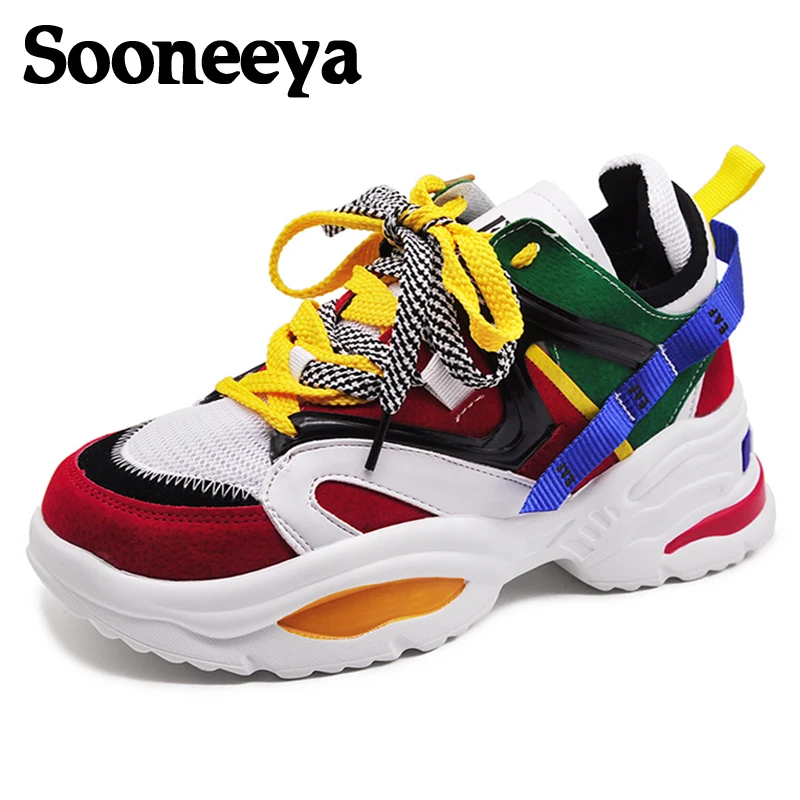 Кроссовки Sooneeya женские на толстой подошве модная обувь платформе массивные кеды