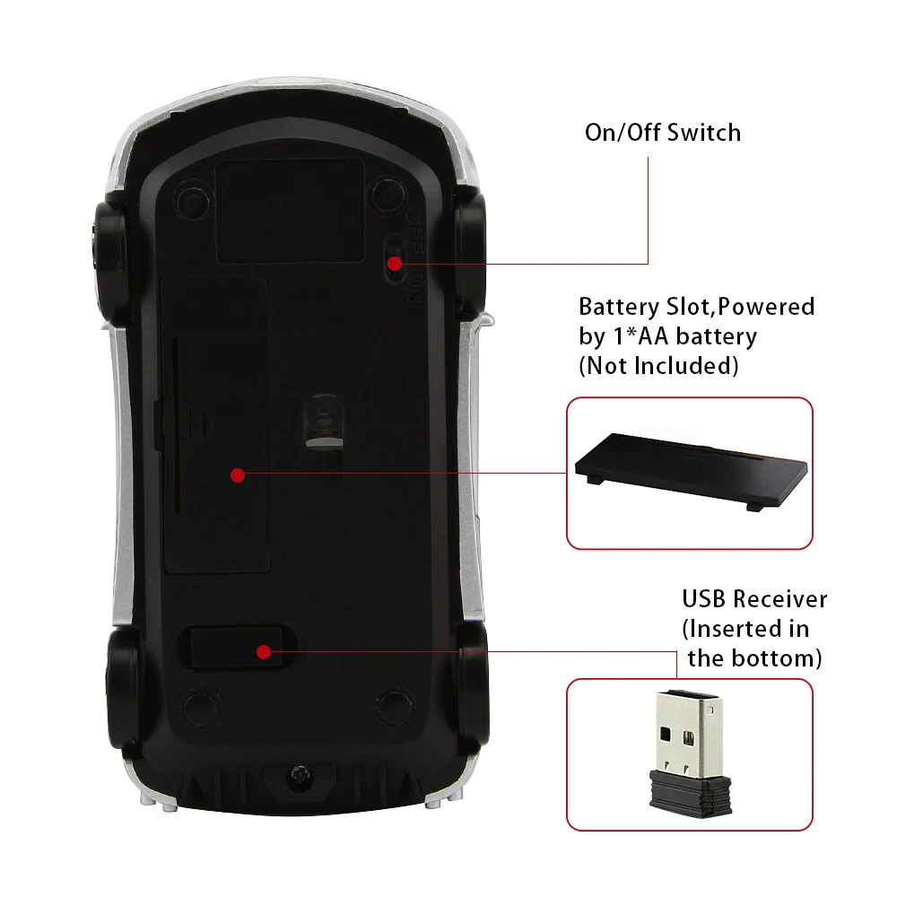 Wireless Sports Car Mini Mouse 1600DPI 2.4G Computer Ergonomic Optical Gaming Mause With LED Flashing Light For PC Xiaomi Laptop