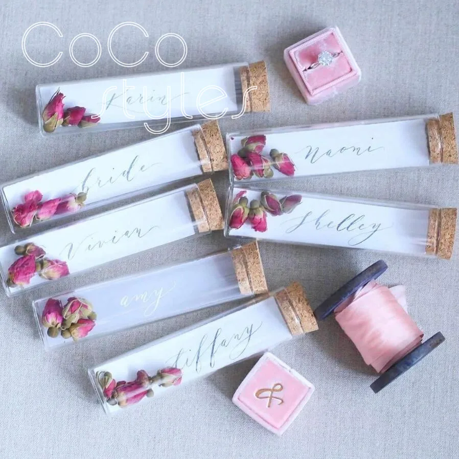  Cocostyles bespoke novel drift bottle name card with hand writing for calligrapher different weddin - 32894503595