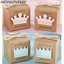 Casamento 100 шт. коричневый kraft Бумага Маленький принц принцесса свадьба конфеты коробка Baby Shower шоколад коробке Сувениры и подарки