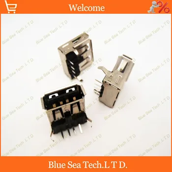 

50 pcs Reverse type 90 degree curve feet,13.7mm right angle USB female socket/jack/plug black,Free shipping