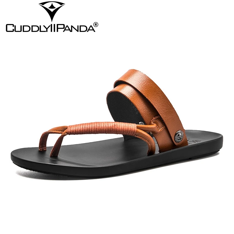 CuddlyIIPanda 2018 Summer Narrow Band Flip Flops Weaving Design Men