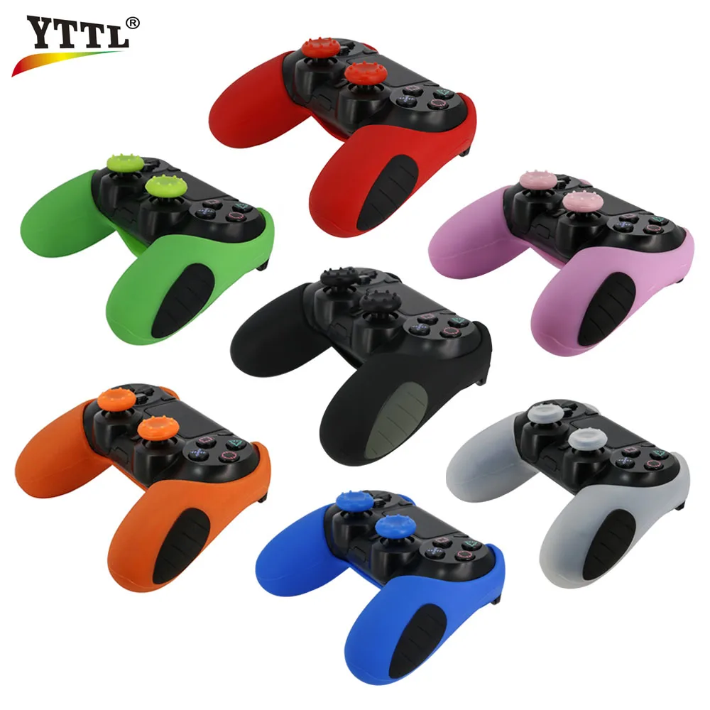 Soft Silicone Rubber Case Cover PS4 Controller with 2PCS Thumb Grip