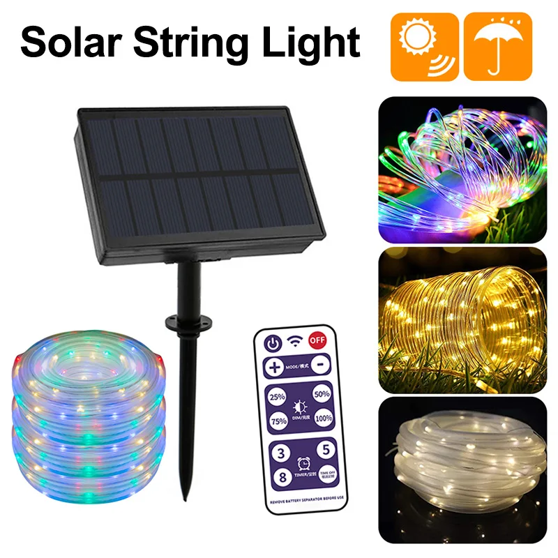 

Remote Control 100 LED 12 Meters Solar String Light Outdoor Waterproof Solar Lamp DIY Strip Lights For Wedding Garden Yard Party