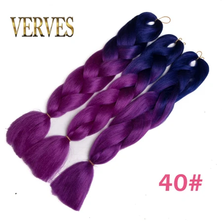 #130 VERVES, Омбре, плетение волос, 100 г/шт., 24 дюйма, 1 шт., синтетический, три, два тона, тепловое волокно, вязанное крючком, огромные косы, наращивание волос - Цвет: #130