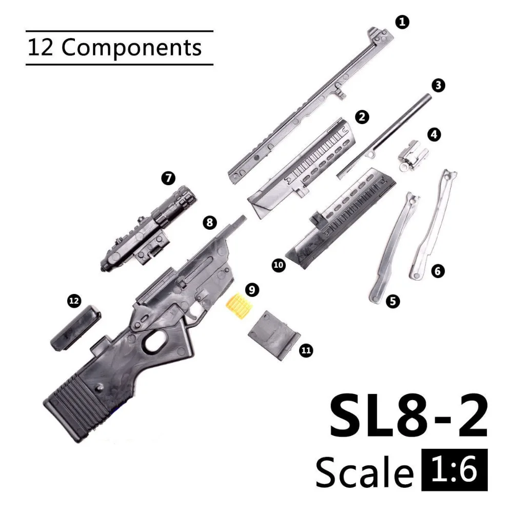 1:6 SL8-2 Sniper Weapon Model Gun Accessory for 1/6 Scale 12" Action Figures