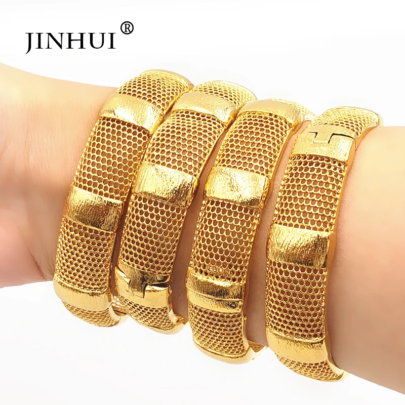 

Jin Hui New Fashion Luxury Gold Color Jewelry Bangles for Women Ethiopian Bracelets Middle East African Party wedding Gifts