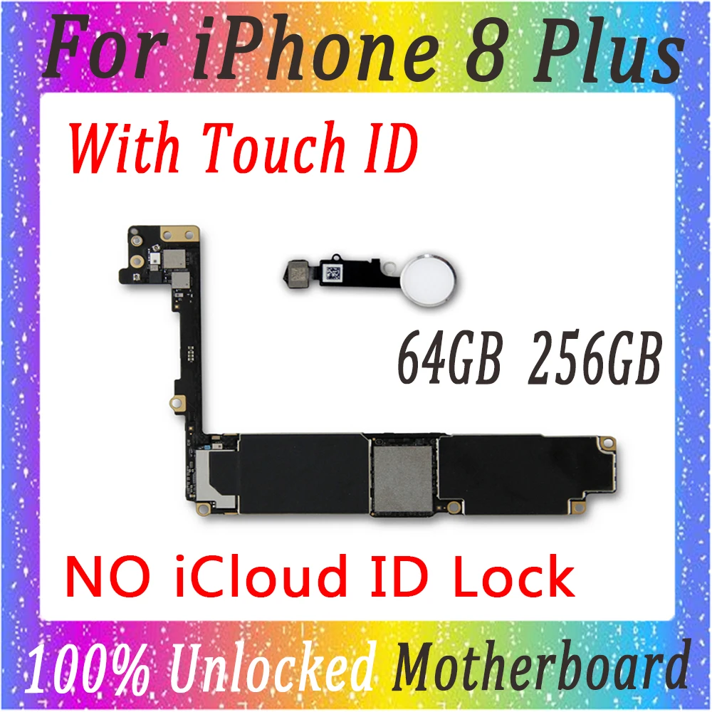

Original unlocked for iphone 8 plus 5.5inch Motherboard 64GB 256GB board with Full Chips Logic Boards with Touch ID Black White