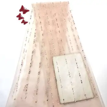 

2019 Fashion Embroidery African Tulle Lace Fabric With Stones African French Lace Fabric For Wedding A1300