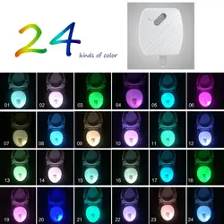 20017 24 цвета Туалет Свет тела движения сенсор подсветка для сиденья Цвет ful светодиодный ночник Цвет Изменение Туалет висит ночник