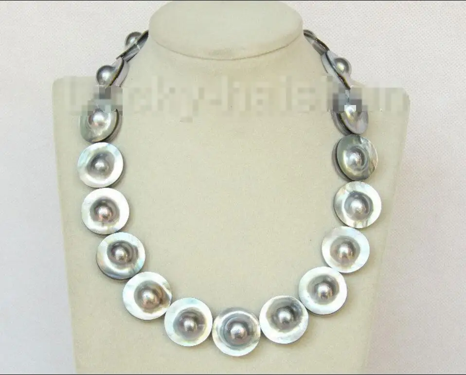 

Hot sale new Style >>>>>AAAA 100% natural 18" 23mm South Sea gray Mabe Pearl necklace pearl clasp j10153