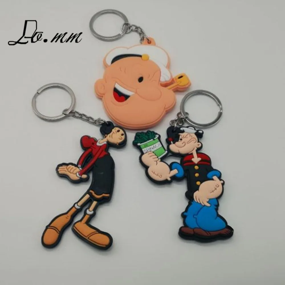 

Anime Popeye the Sailor cos double pvc keychain Olive Oyl figures key chian keyring man women kids Llavero toys gift party 2018