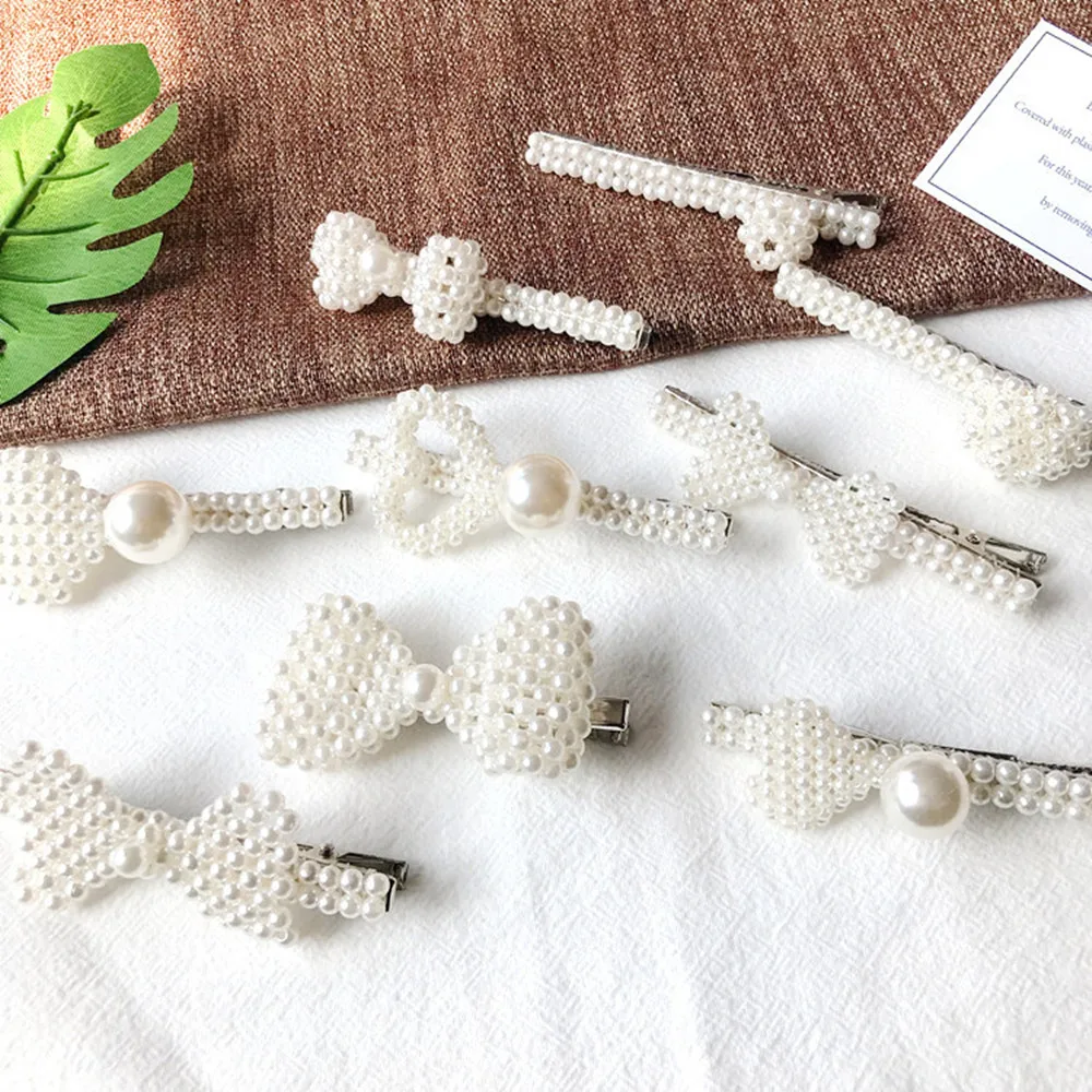 

Hot Sale Women Girls Elegant Pearl Geometric Alloy Hair Clips Barrettes Headwear Hairpins Headbands Female Hair Accessories 2019