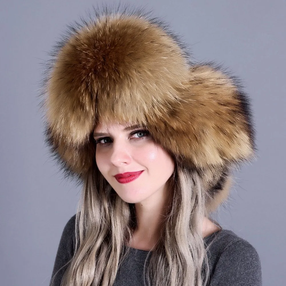 DUOUPA русский кожаный Бомбер шляпа для женщин зимняя шапка Earflap натуральным лисьим Мех животных пояса из натуральной кожи шапки с ушанки