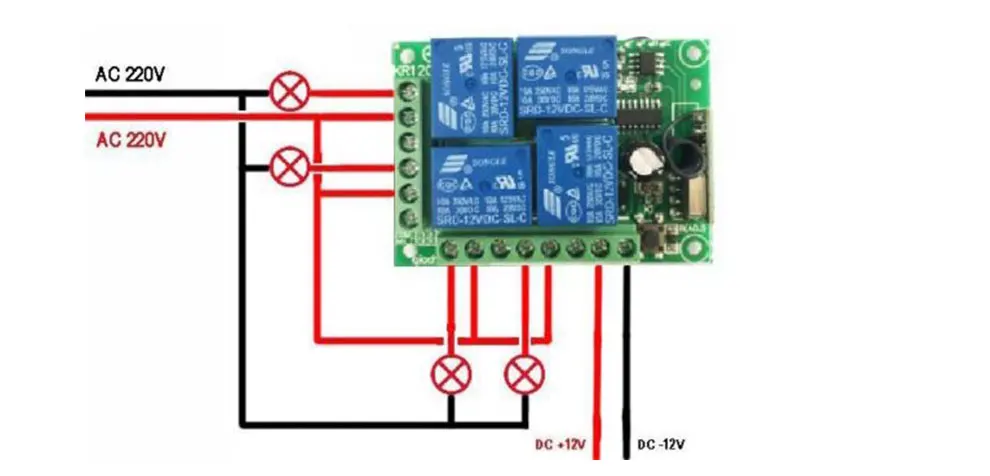 Vhome RF 433 МГц Универсальный Беспроводной дистанционного Управление выключатель AC 85V~ 250V 220V 4-канальный Релейный ресивер смарт-Управление