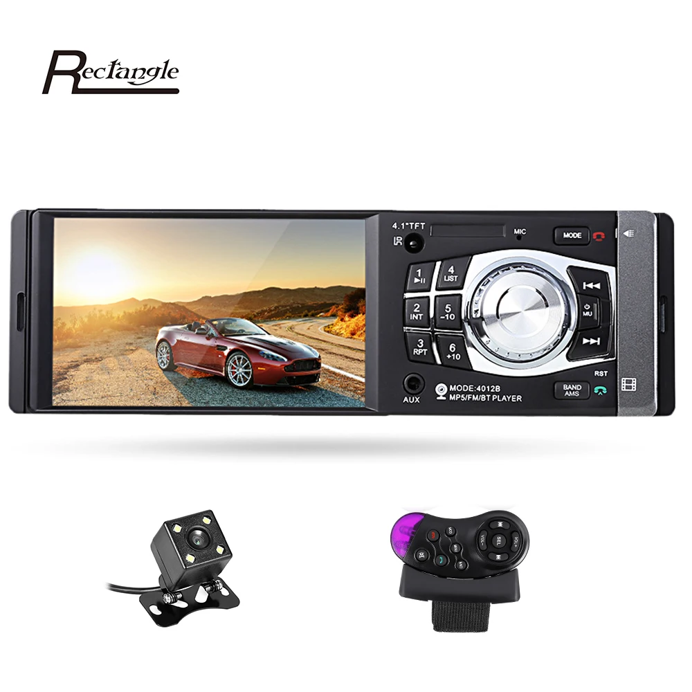 

4012B 4.1 inch 1 Din Car Radio Auto Audio Stereo FM Bluetooth 2.0 Support Rear View Camera USB Steering Wheel Remote Control