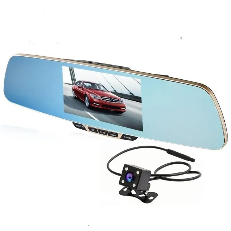 

New 5.0 inch top grade car dvr dual camera rear view mirror car camera recorder full hd 1080p night vision mirror dvr Parking
