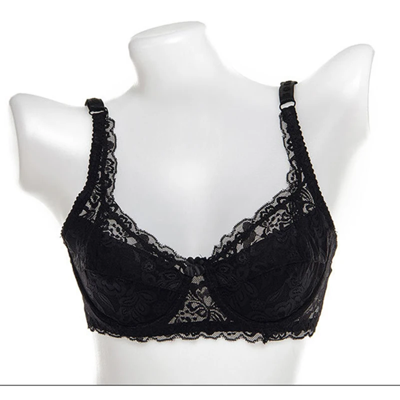 

Hot Women Sexy Lace Bra Underwire Padded Up Embroidery Brassiere Bra Push Up Bras Brasier Mujer70 75 80 85 90 B black skin white