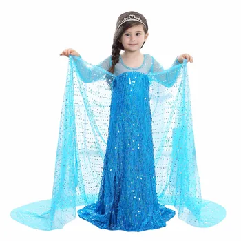 

VASHEJIANG Girls Princess Elsa Dress up Costume Kids Princess Party Dress Elsa Cape + Dress Halloween Costumes for Girl