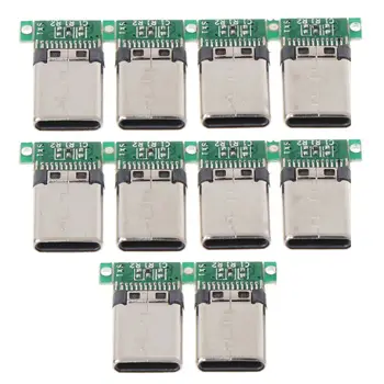 

OOTDTY 10PCS USB-3.1 Welding Male Jack Plug Connector PCB Board Plugs Data Line Terminal