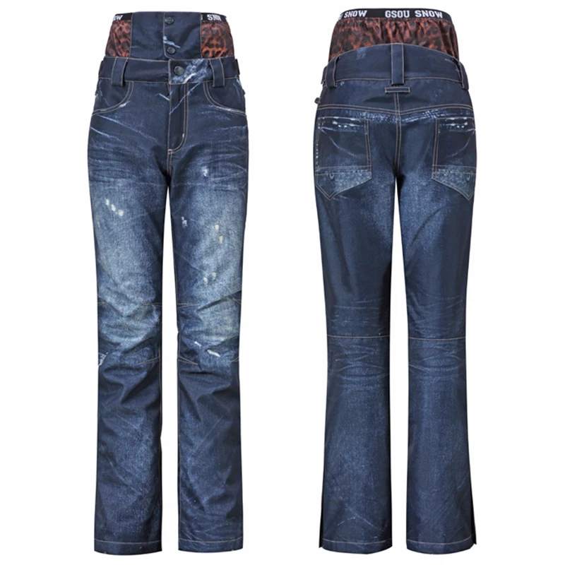 Штаны Gsou для катания на лыжах женские зимние джинсовые штаны сноубординга 2021