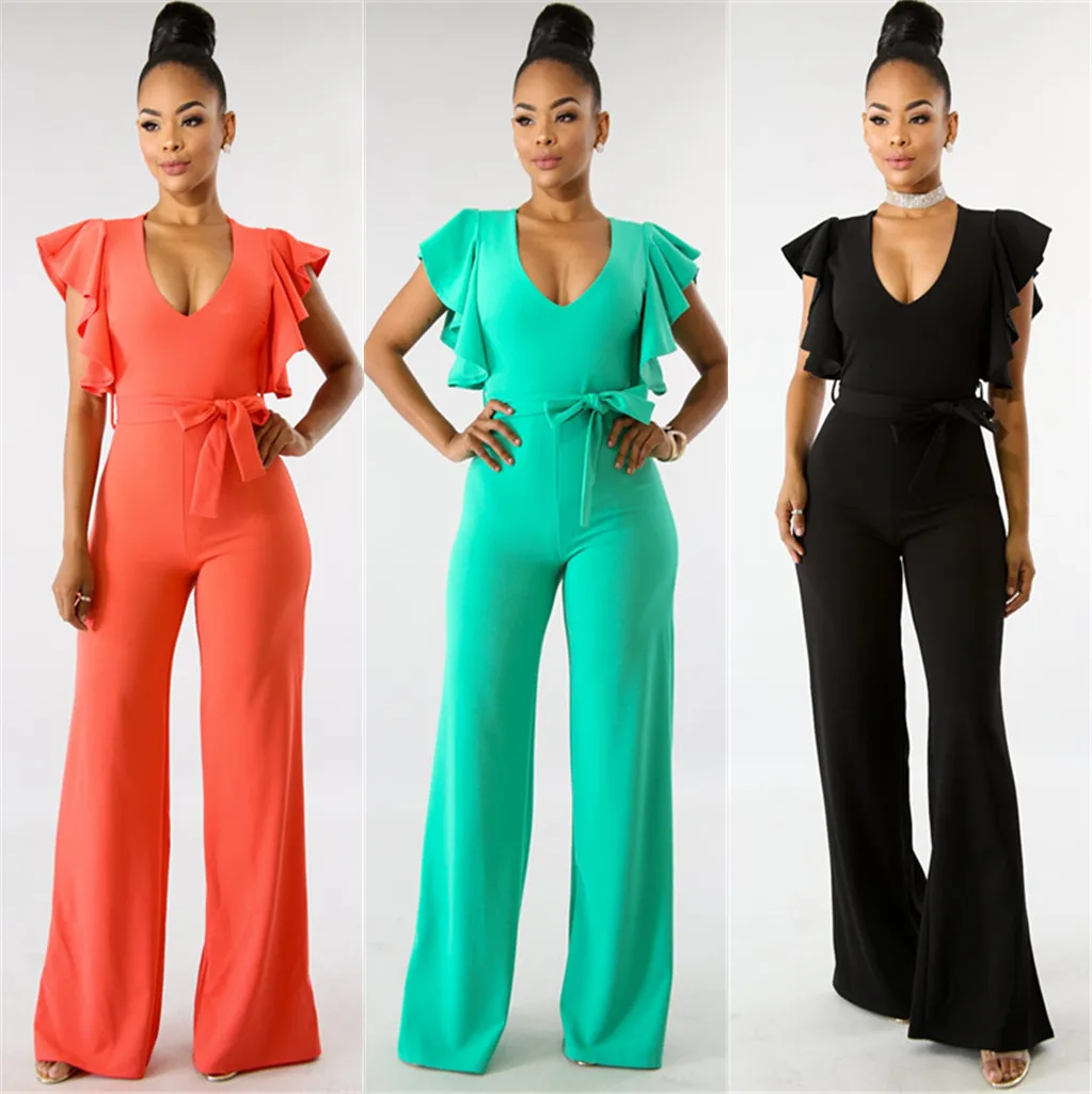 2018 new summer elegent women long jumpsuit S XXLin Jumpsuits from
