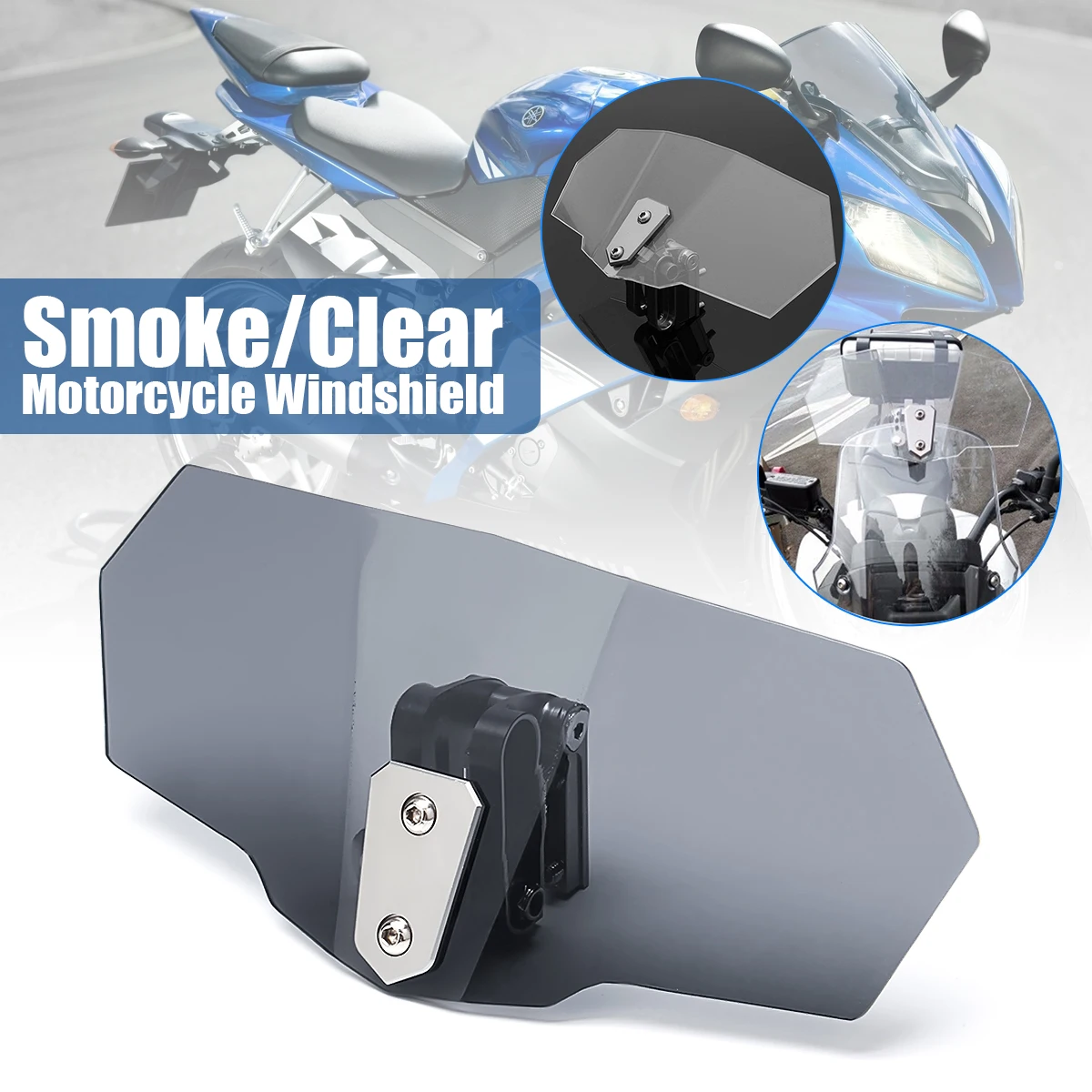

Unversal Extension Spoiler Windscreen Screen Deflector Spoiler wind deflector CNC Aluminum Motorcycle Adjustable Clip windshield
