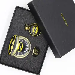 Ретро Черный Бэтмен стимпанк кварцевые карманные часы Мужские Аналоговые Цепочки и ожерелья цепь для женщин людей Подарок Наборы для