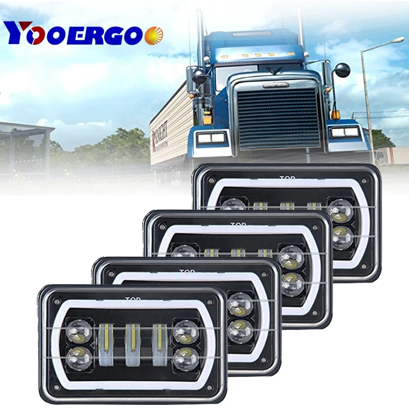 

YOOERGOO 4x6 led Headlights 4"x6" Sealed Beam Rectangular Replacement with DRL Amber Halo Turn Signal For Chevrolet Ford Trucks