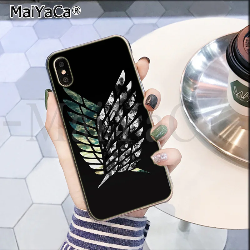 MaiYaCa attack on titan Крылья Свободы аниме восхитительный цветной телефон чехол для iPhone 8 7 6 6S Plus X XS max 10 5 5S SE XR - Цвет: 1