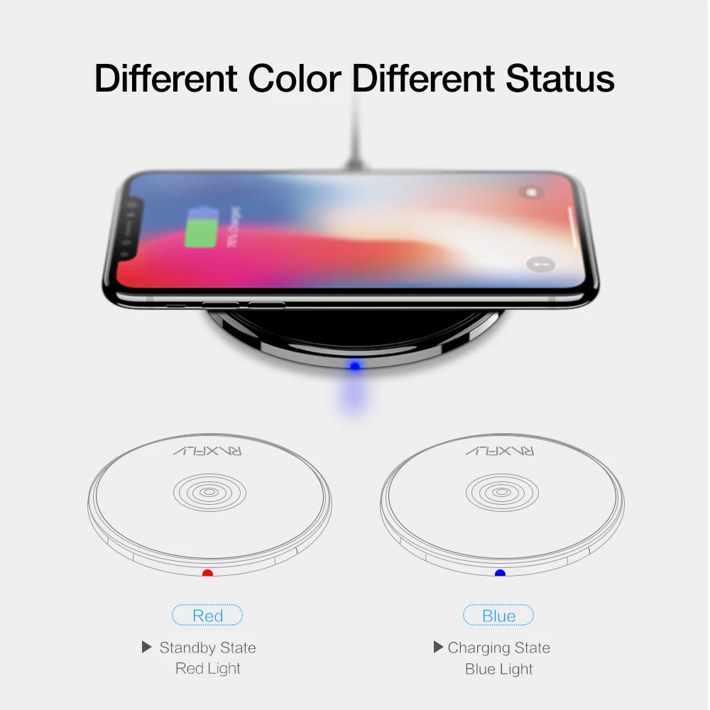 RAXFLY Ци Беспроводное зарядное устройство для iPhone X 8 плюс 5 Вт беспроводной быстрое