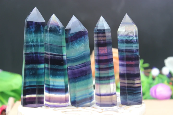 

TOP Natural fluorite QUARTZ CRYSTAL WAND POINT HEALING a2