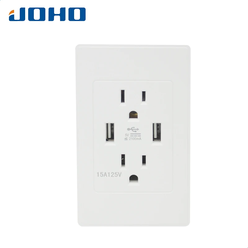 JOHO Electrical Sockets US Duplex Receptacle Dual USB Charger Wall