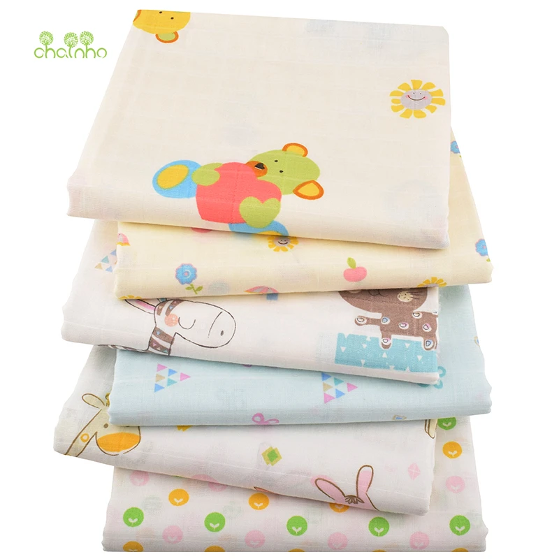 

Chainho,Cartoon Series,Cotton Gauze fabric,Double Layer for DIY Sewing&Quilting Baby Bath Towel,Diapers,Bibs Material,Half Meter