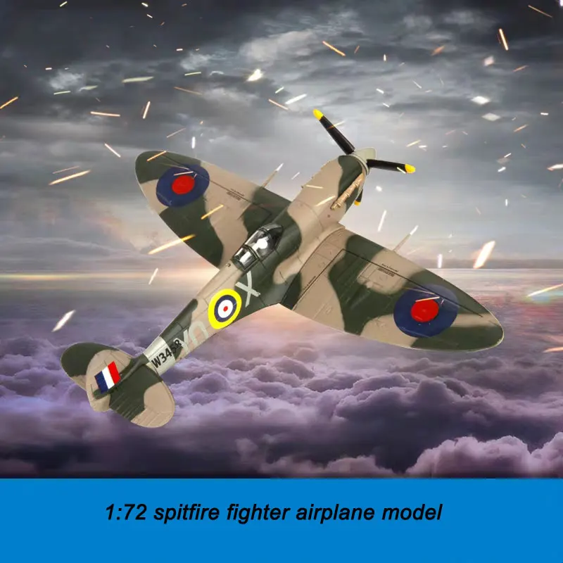 

1:72 Spitfire Fighter Model World War II Simulation Alloy Spitfire Building Kits Military Decoration Collection Toy
