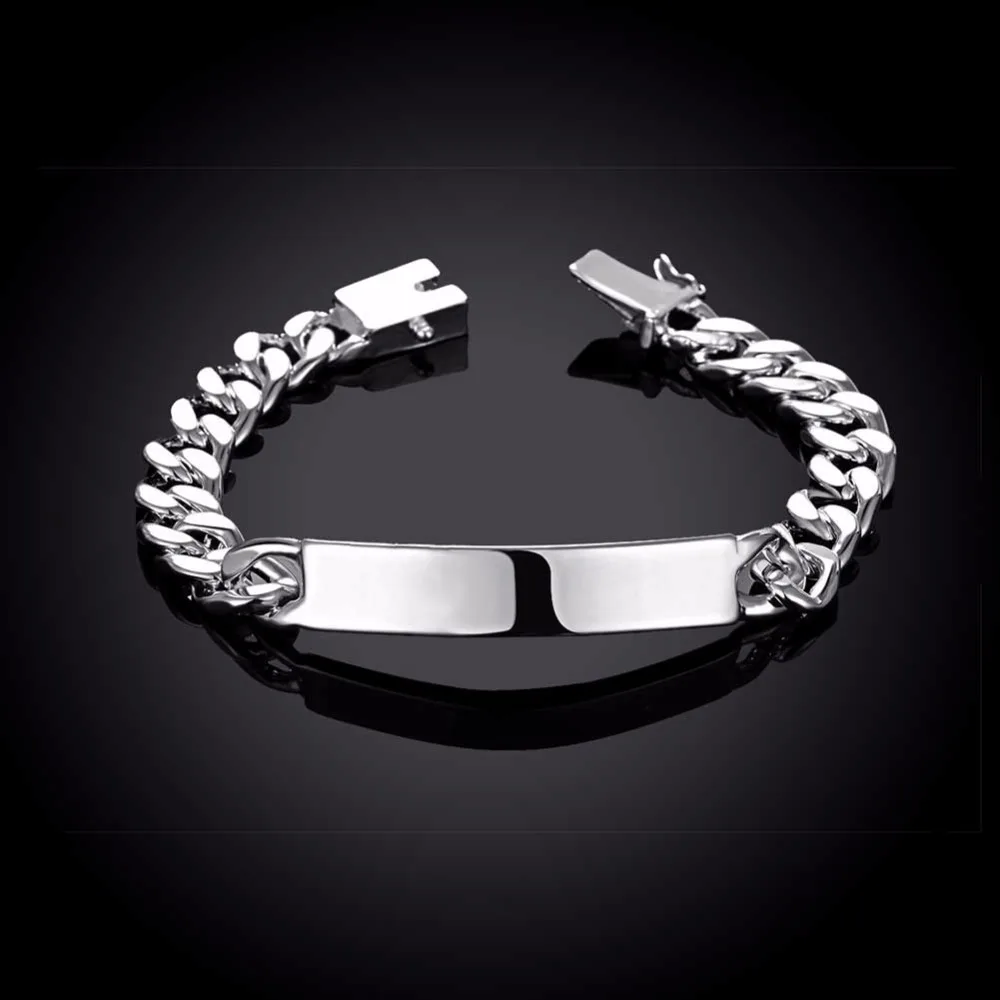 10 мм цепи браслеты для мужчин оптом 925 штампованные посеребренные браслеты браслет модные серебряные ювелирные изделия серебряные 925 браслеты