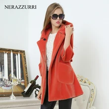 Nerazzurri распрлдажа пальто с капюшоном Тренч для женщин для зимы оранжевый Женский пушистый Меховая куртка Женская Повседневная Осенняя мода с карманами