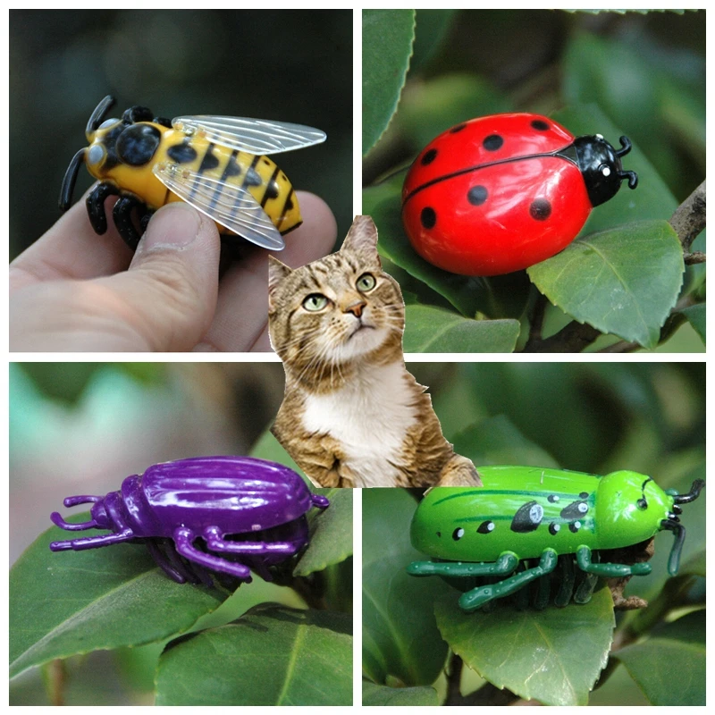 [MPK Cat Toys] Battle Bugs in 4 Designs, Battery Powered Mini Toys For Cats, Ladybug Ladybird, Hornet, Electronic Beetle