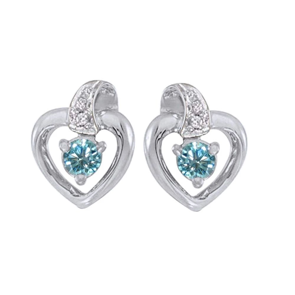3.25 CT BLUE Genunie MOISSANITE 10K WHITE GOLD HEART STUD EARRINGS