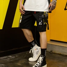 Для мужчин летние камуфляжные с несколькими карманами, в стиле панк, в стиле «хип-хоп» бриджи, Бермуды для мужчин в уличном стиле; повседневные камуфляжные шорты мужские
