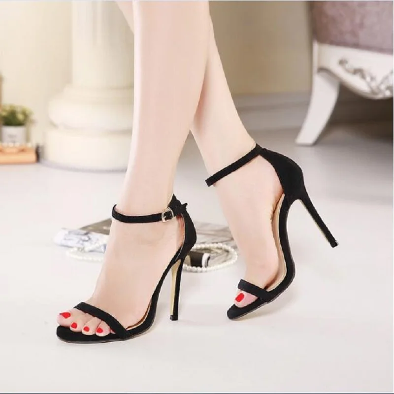 Lcx Fashion Classics Peep Toe Buckle Trap High Heels