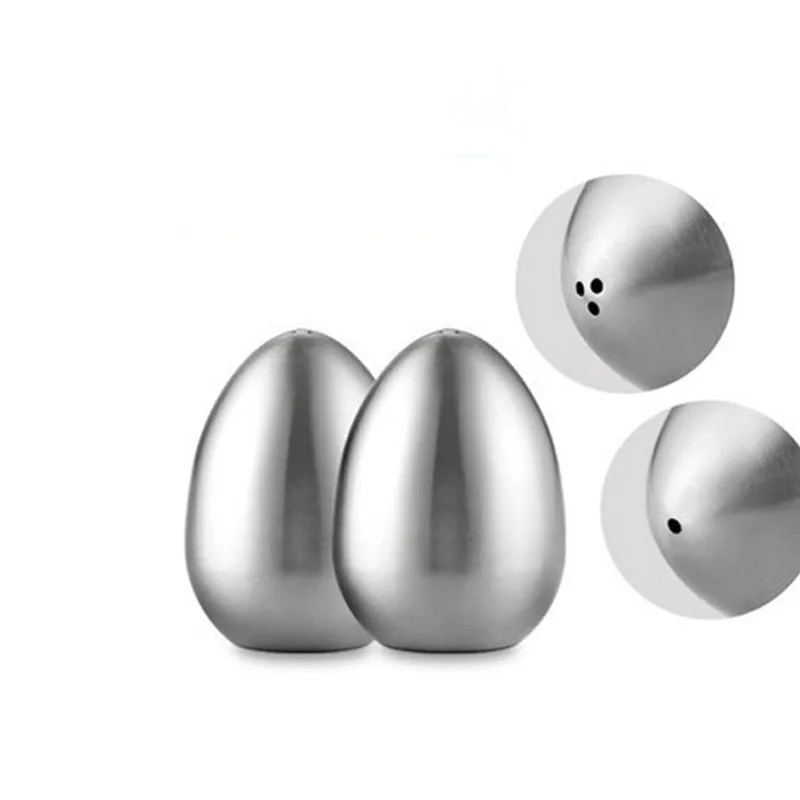 

Creative Stainless Steel Egg Shaped Salt Pepper Shaker Table Server Kitchen Gadgets Herb Spice Tools 2 Types